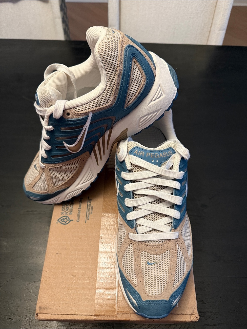 Nike Air Pegasus Men Running Shoes - Beige & Teal size 10 -Brand New - No box